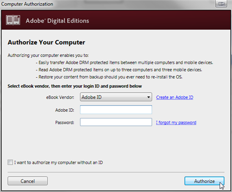 Что такое adobe id на электронной книге